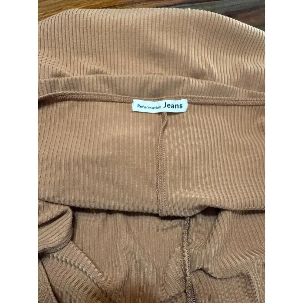 Bodycon Ribbed Knit Dress Size Large Butterscotch Back Slit Reformation Bleeker - Picture 11 of 14